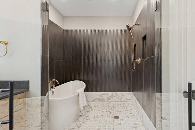 2706 Lakeview Ct, Little Canada, MN 55117 - full bath with a freestanding tub and a shower