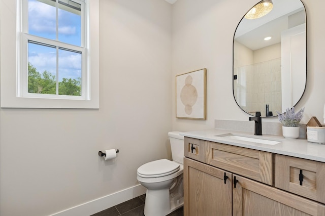 2706 Lakeview Ct, Little Canada, MN 55117 - bathroom with vanity, tile patterned flooring, and a shower