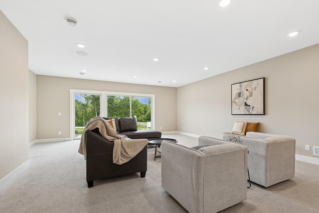 2706 Lakeview Ct, Little Canada, MN 55117 - living room featuring light colored carpet and recessed lighting
