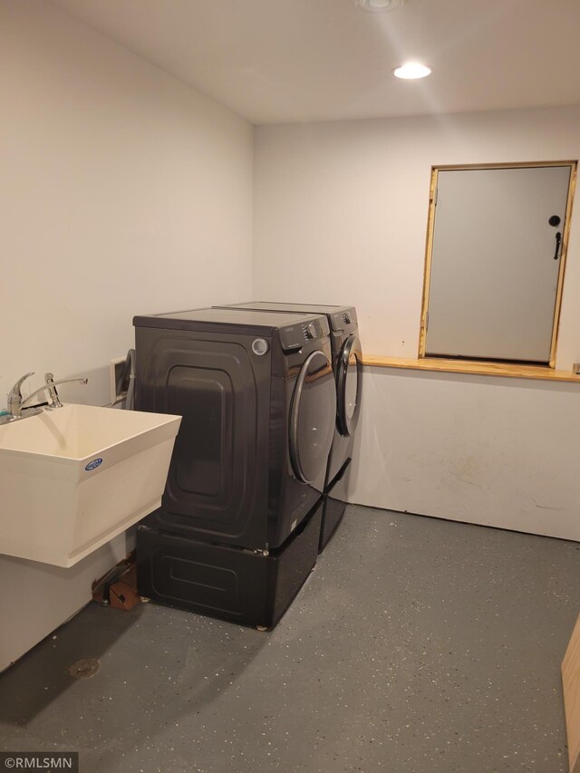 1912 Nelson Lake Rd, Pillager, MN 56473 - washroom featuring washer and clothes dryer and recessed lighting