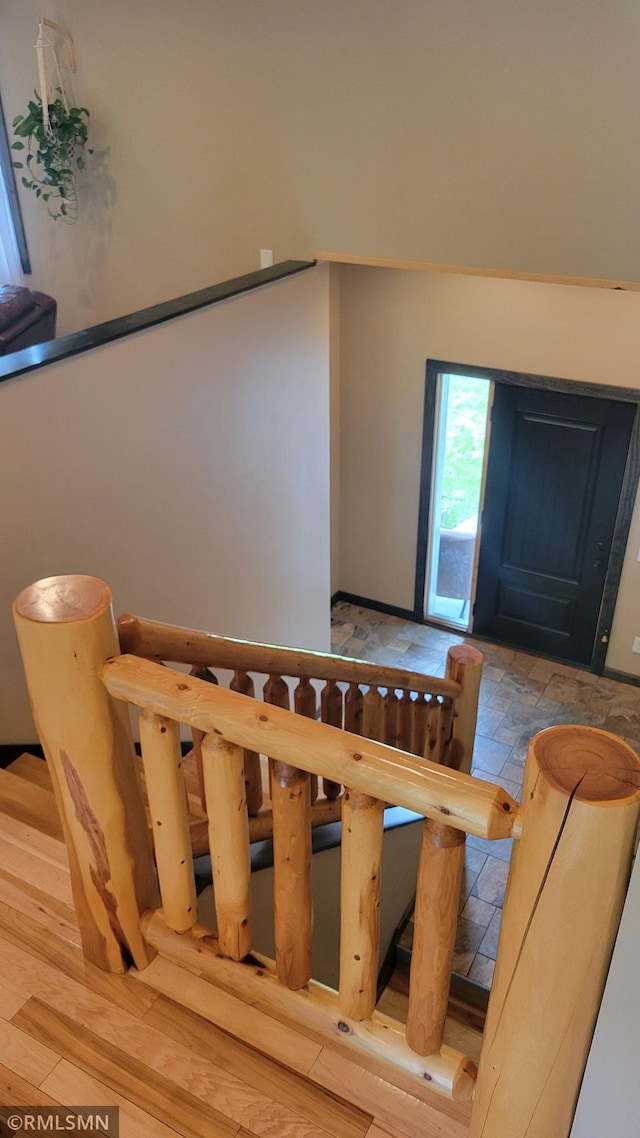 1912 Nelson Lake Rd, Pillager, MN 56473 - stairway featuring wood finished floors