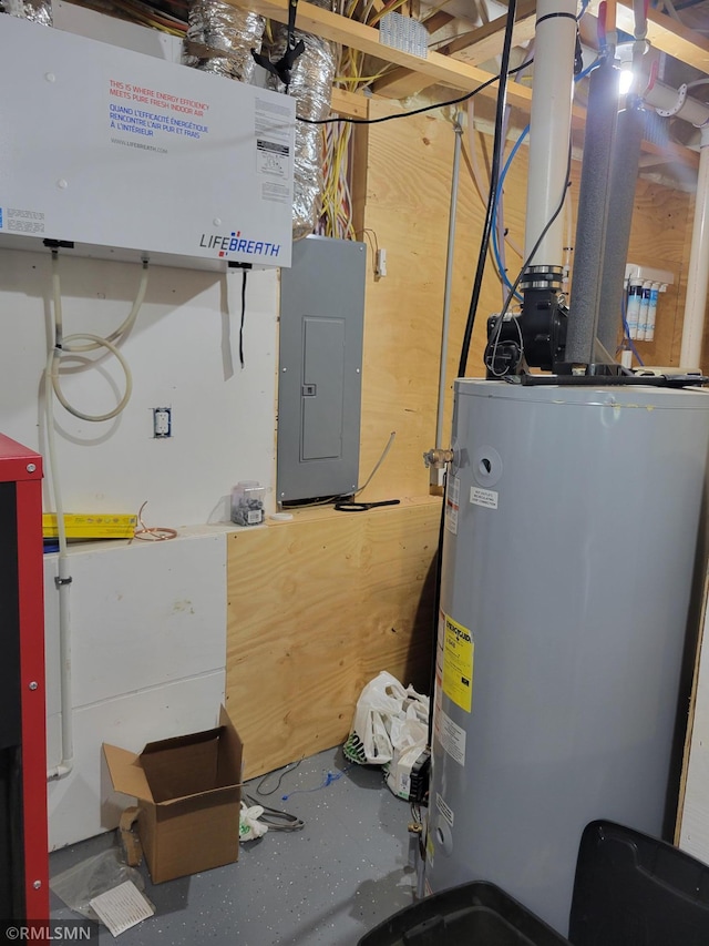 1912 Nelson Lake Rd, Pillager, MN 56473 - utility room with electric panel and water heater
