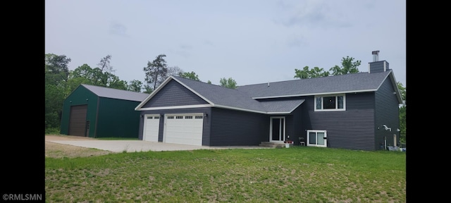 1912 Nelson Lake Rd, Pillager, MN 56473 - view of front of home featuring entry steps, a front yard, and a chimney