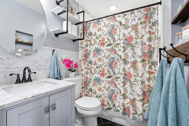 3178 253rd Ave NW, Isanti, MN 55040 - bathroom with vanity, tile patterned flooring, and tile walls