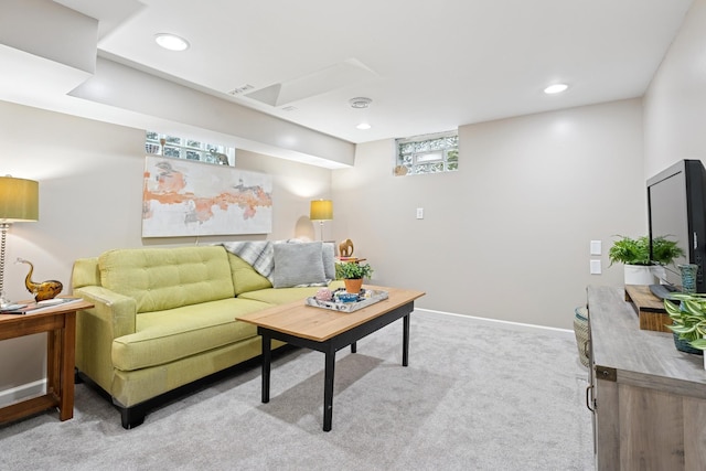 3178 253rd Ave NW, Isanti, MN 55040 - living room featuring light carpet and recessed lighting
