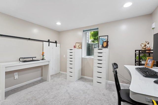 3178 253rd Ave NW, Isanti, MN 55040 - carpeted office featuring recessed lighting and a barn door