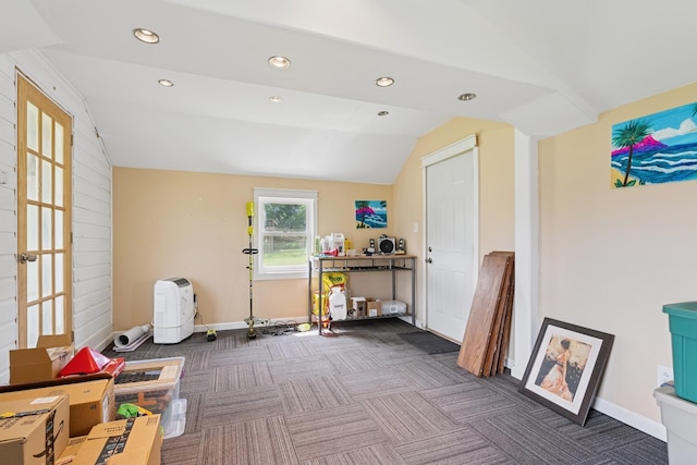 3178 253rd Ave NW, Isanti, MN 55040 - rec room featuring carpet flooring, recessed lighting, and vaulted ceiling