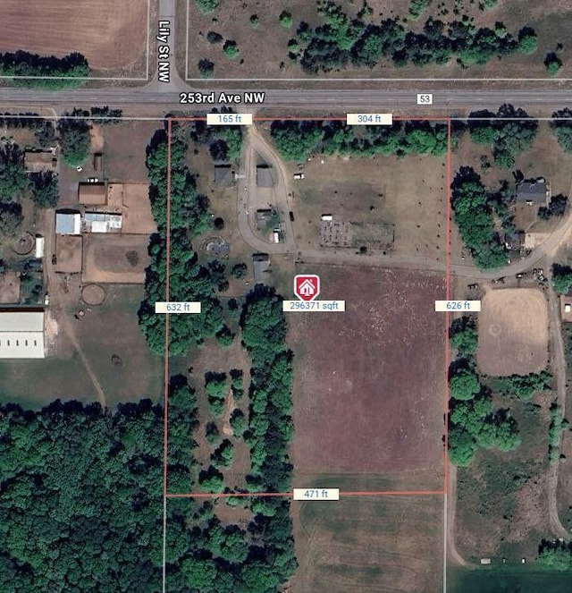 3178 253rd Ave NW, Isanti, MN 55040 - aerial view of property's location with property boundaries highlighted