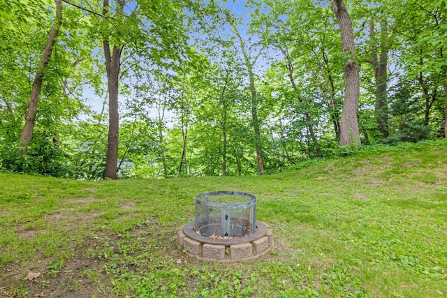 6980 Crest Dr, Maple Grove, MN 55311 - view of grassy yard with a fire pit