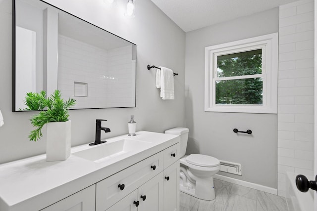 711 9th St NW, Buffalo, MN 55313 - bathroom featuring marble finish floors, vanity, a shower, and a bath