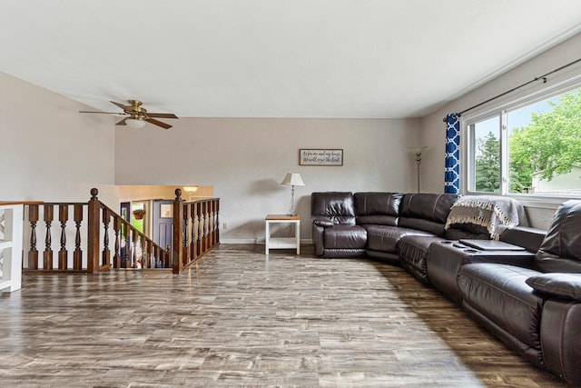 2115 3rd Ave NE, Owatonna, MN 55060 - living room featuring wood finished floors and a ceiling fan