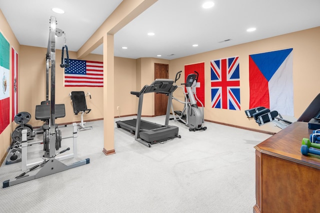 1805 Maple Ln, Saint Cloud, MN 56304 - workout room featuring carpet and recessed lighting