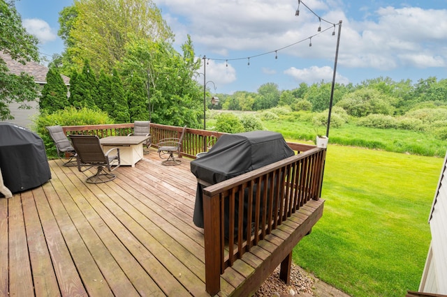 1805 Maple Ln, Saint Cloud, MN 56304 - wooden deck featuring a yard and grilling area