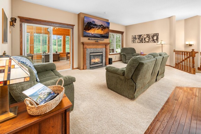 1805 Maple Ln, Saint Cloud, MN 56304 - living area with carpet floors and a fireplace with flush hearth