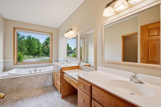 9015 Schutte Ct, Corcoran, MN 55340 - full bath with vanity, a garden tub, and tile patterned flooring