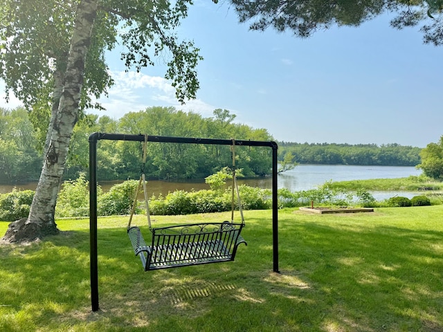 17535 Riverwood Dr, Little Falls, MN 56345 - view of community with a water view and a yard