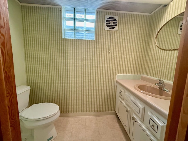 17535 Riverwood Dr, Little Falls, MN 56345 - half bath featuring vanity and marble finish flooring