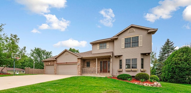1830 Whitetail Run Pl NE, Owatonna, MN 55060 - traditional-style house with an attached garage, a front yard, concrete driveway, and brick siding