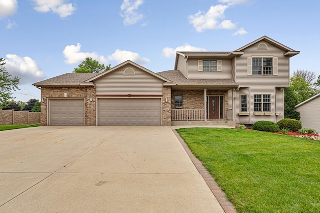 1830 Whitetail Run Pl NE, Owatonna, MN 55060 - traditional-style home with driveway, a garage, a porch, brick siding, and roof with shingles