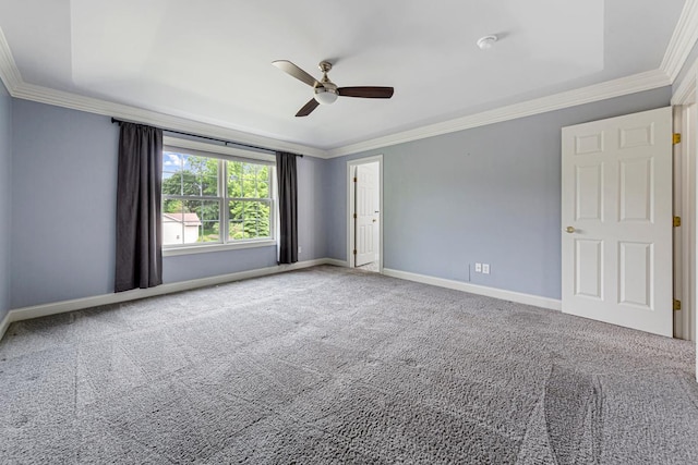 1830 Whitetail Run Pl NE, Owatonna, MN 55060 - carpeted empty room featuring crown molding, a ceiling fan, and a smoke detector