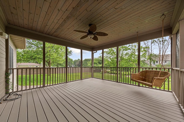 1830 Whitetail Run Pl NE, Owatonna, MN 55060 - unfurnished sunroom featuring ceiling fan and plenty of natural light