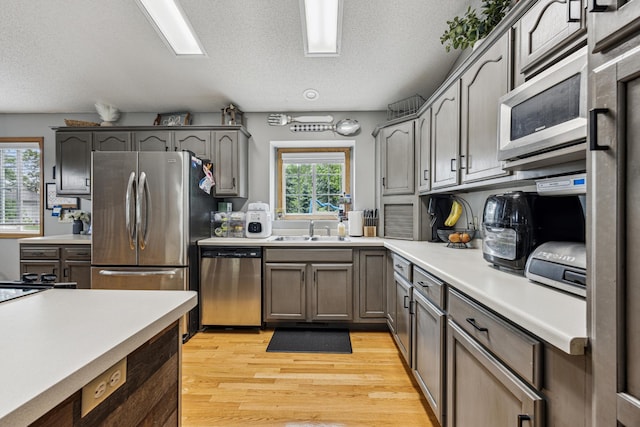 620 Acacia Dr S, Annandale, MN 55302 - kitchen featuring stainless steel appliances, a textured ceiling, light wood-style floors, and light countertops