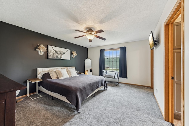 620 Acacia Dr S, Annandale, MN 55302 - bedroom featuring carpet floors, a textured ceiling, and ceiling fan