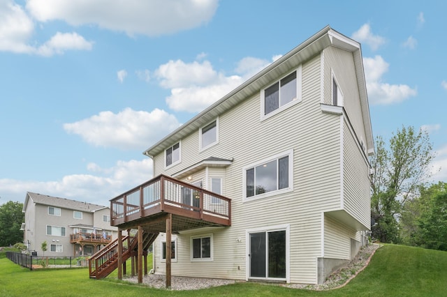 936 Waterford Way, Jordan, MN 55352 - rear view of property with a deck, stairway, and a yard