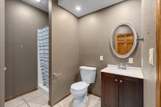 E633 950th Ave, Stanton Twp, WI 54734 - full bathroom featuring vanity, tile patterned floors, curtained shower, and a textured wall