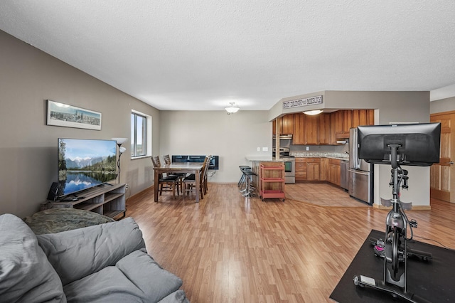 78 10th St E Unit 2901, Saint Paul, MN 55101 - living room featuring light wood-style floors and a textured ceiling