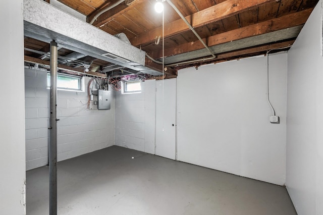 4242 Zane Ave N, Crystal, MN 55422 - below grade area featuring electric panel and concrete block wall
