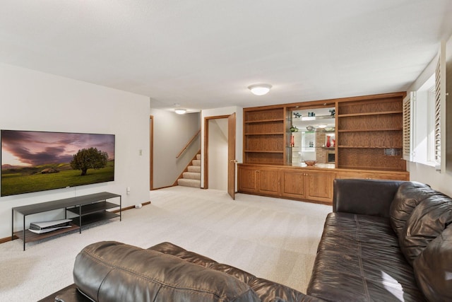 2125 Innsbruck Pkwy, Columbia Heights, MN 55421 - living room featuring light colored carpet and stairs