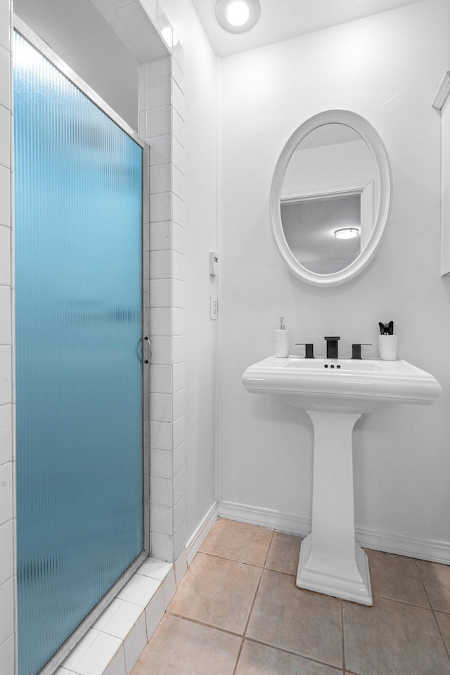 715 Forest Dale Rd, New Brighton, MN 55112 - bathroom with tile patterned floors and a shower