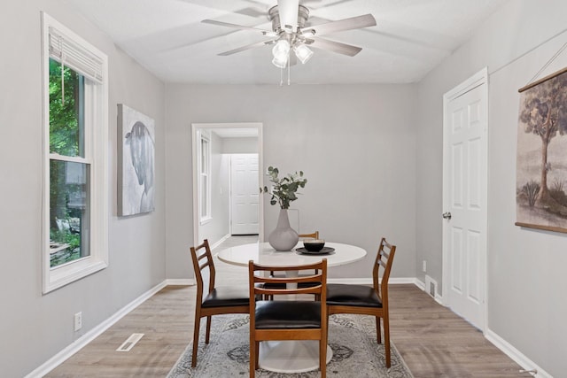 59 Winnipeg Ave, Saint Paul, MN 55117 - dining area featuring light wood-style floors and ceiling fan