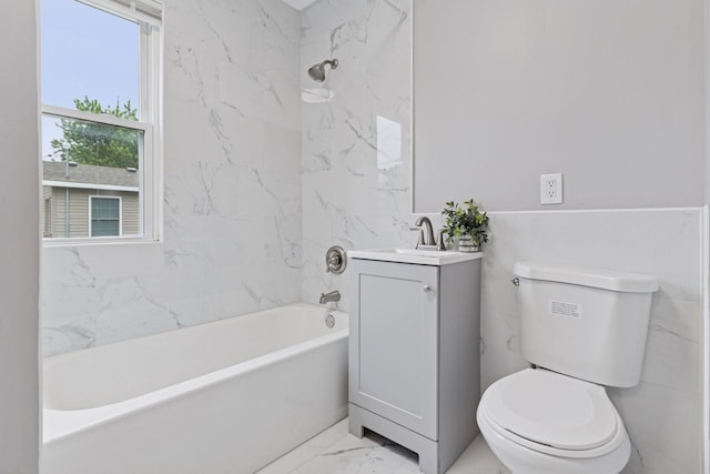 59 Winnipeg Ave, Saint Paul, MN 55117 - full bathroom featuring marble finish floors, vanity, and shower / tub combination