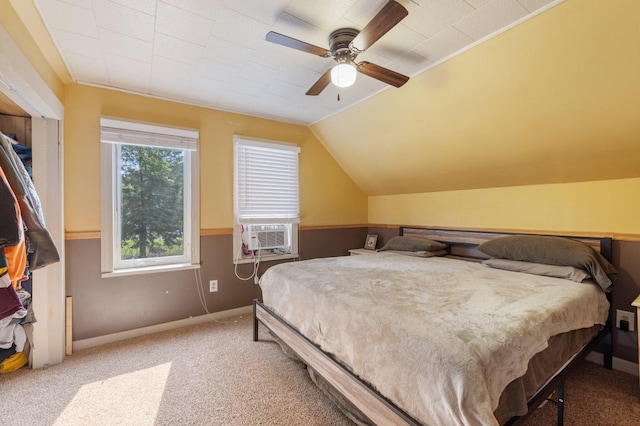 312 5th Ave, Bovey, MN 55709 - bedroom featuring carpet floors, cooling unit, lofted ceiling, and ceiling fan