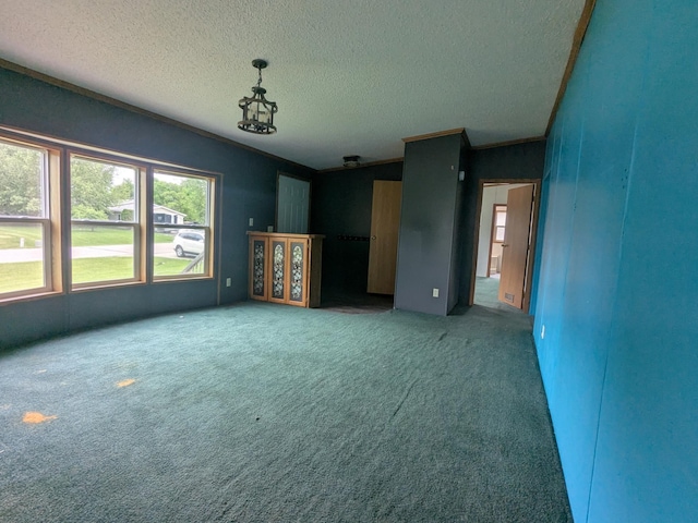 204 6th St W, Carlos, MN 56319 - unfurnished living room featuring carpet flooring and a textured ceiling