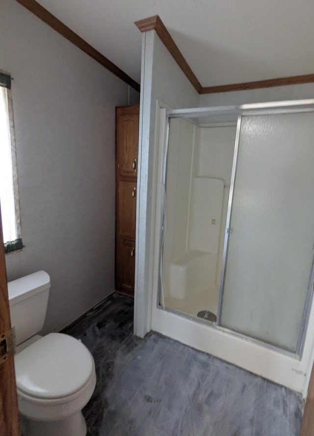 204 6th St W, Carlos, MN 56319 - bathroom with a shower stall and crown molding