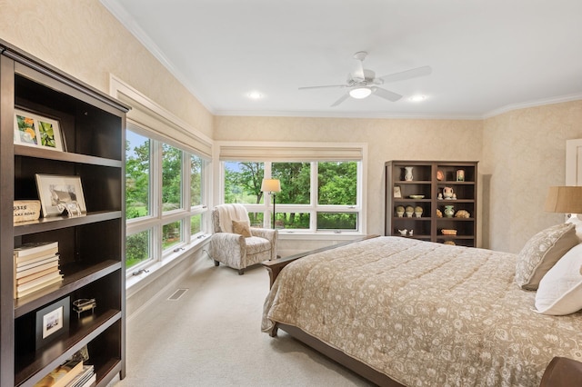 6300 78th Ln, Greenfield, MN 55357 - carpeted bedroom featuring ornamental molding and ceiling fan