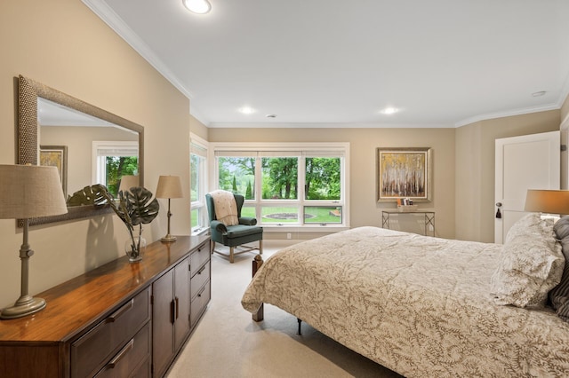 6300 78th Ln, Greenfield, MN 55357 - bedroom with light colored carpet, ornamental molding, and recessed lighting