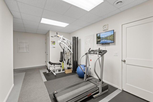 6300 78th Ln, Greenfield, MN 55357 - exercise area featuring a paneled ceiling and baseboards