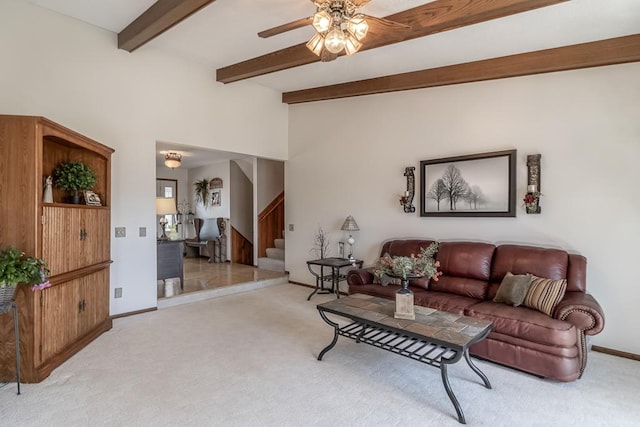 20206 Monks Ave, Mankato, MN 56001 - carpeted living area with a ceiling fan and stairs