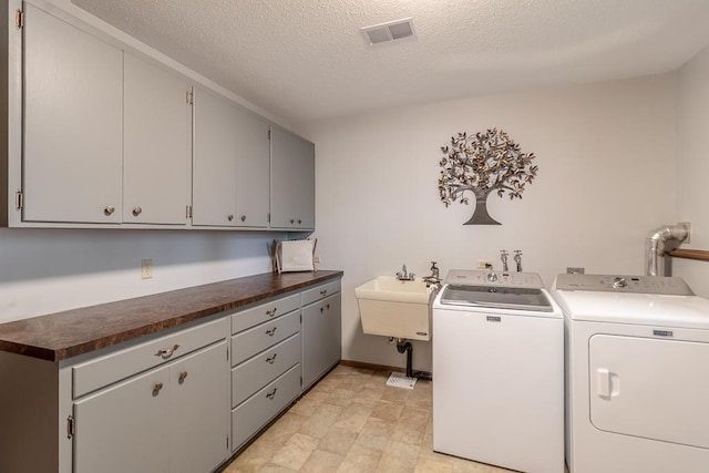 20206 Monks Ave, Mankato, MN 56001 - laundry room featuring cabinet space, washer and dryer, and a textured ceiling