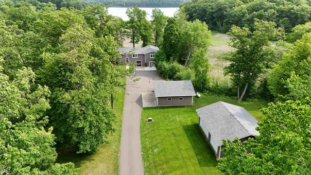 695 Pine Lake Ln, Bone Lake Twp, WI 54837 - drone / aerial view of a nearby body of water and a forest