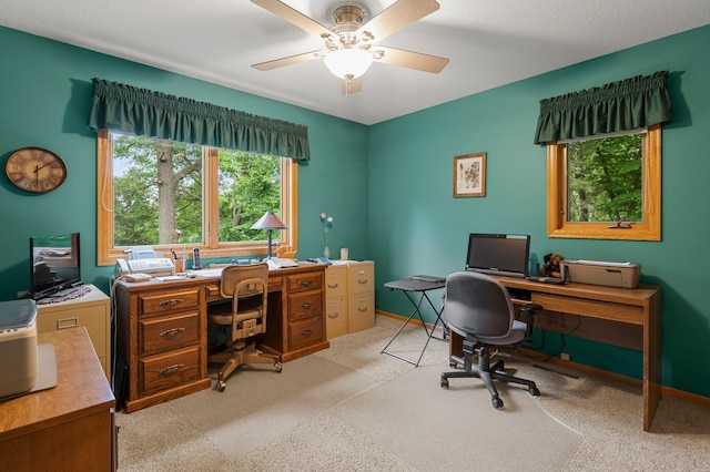 9855 Kadler Ave NE, Otsego, MN 55362 - office area with a ceiling fan and light colored carpet