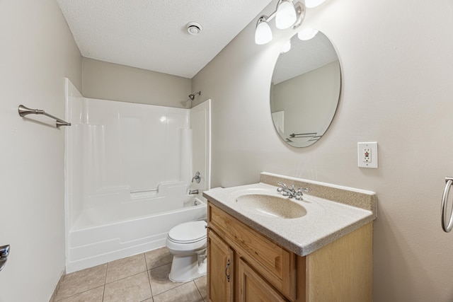 6773 Urbandale Ln N, Maple Grove, MN 55311 - full bathroom featuring vanity, shower / bathtub combination, tile patterned flooring, and a textured ceiling