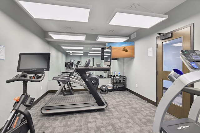 222 Ferndale Rd S, Wayzata, MN 55391 - gym featuring carpet floors and a skylight