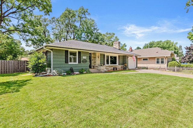 957 Hall Ave W, Saint Paul, MN 55118 - single story home with concrete driveway, a garage, and a chimney