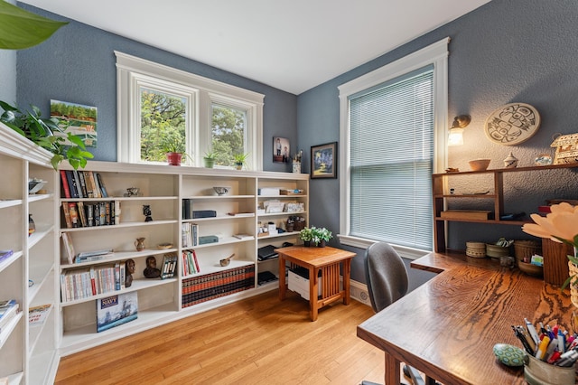 2145 Knapp St, Saint Paul, MN 55108 - home office with wood finished floors and a textured wall