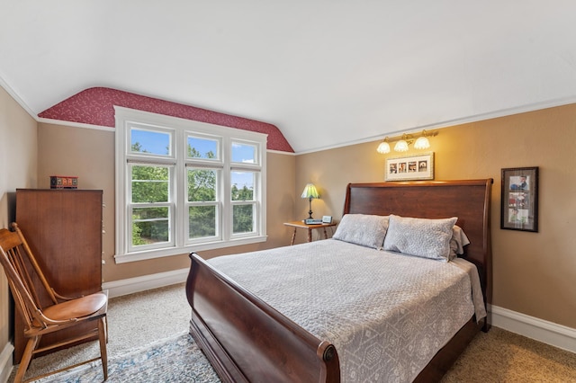 2145 Knapp St, Saint Paul, MN 55108 - carpeted bedroom with vaulted ceiling and crown molding